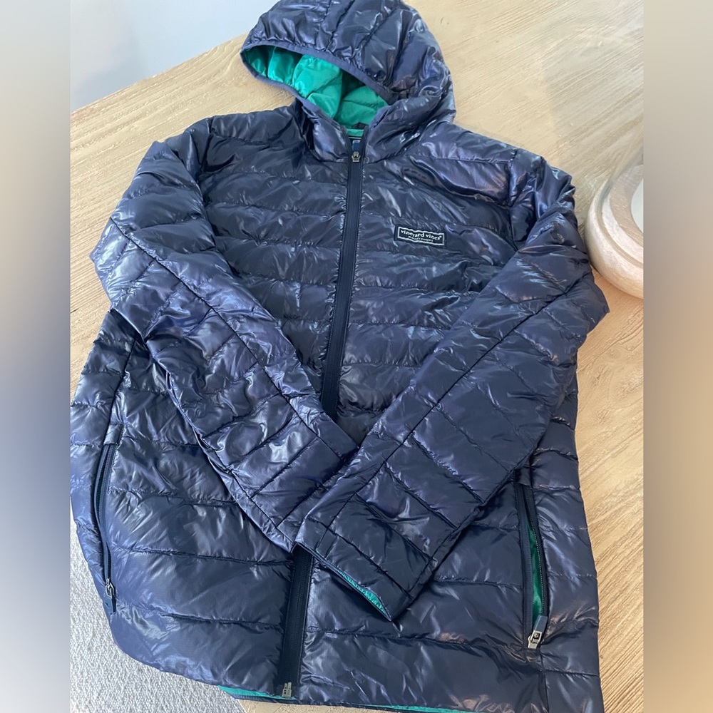 Vineyard vines Blue  light PufferJacket with boys kids XL worn a few times only.
